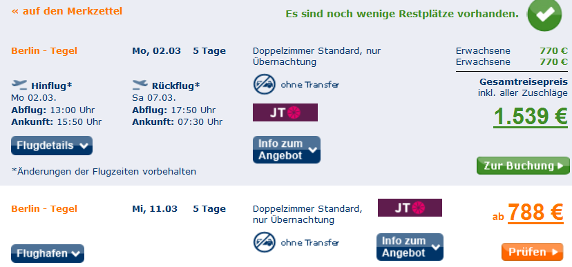 Urlaub in New York bei TravelScout24.de Screenshot Travelscout24 28.02.2015 Angebot New York The Manhattan