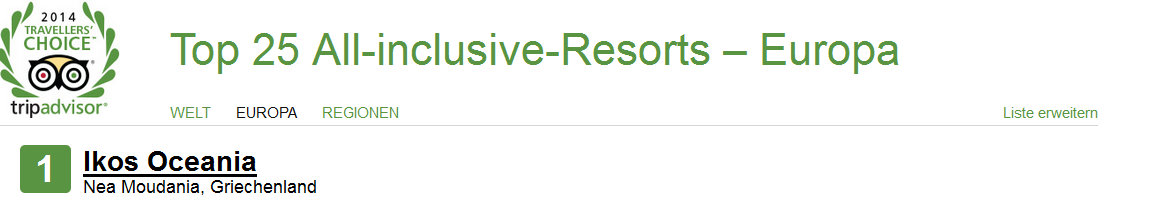 Screenshot Tripadvisor Ikos Oceania Resort Top 25 All-inclusive-Resorts - Europa 
