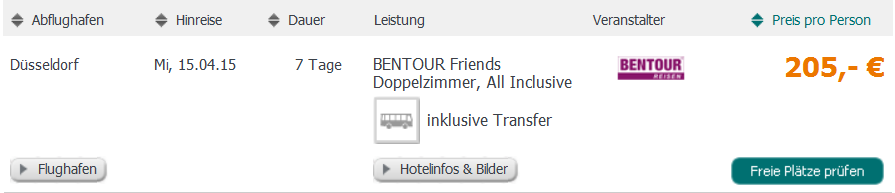 Screenshot Tropo Angebot Türkische Riviera, Evrenseki, Port Side Resort 13.3.2015