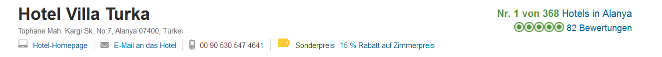 Tripadvisor Hotel Villa Turka Bestes Hotel in Alanya 14.3.15