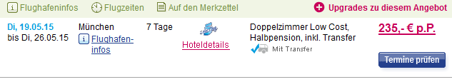 Screenshot 5vorFlug Angebot Zypern Urlaub mit Halbpension im 3 Sterne Hotel Holiday Village Rose Garden mit Flügen und Transfer ab München 26.4.15