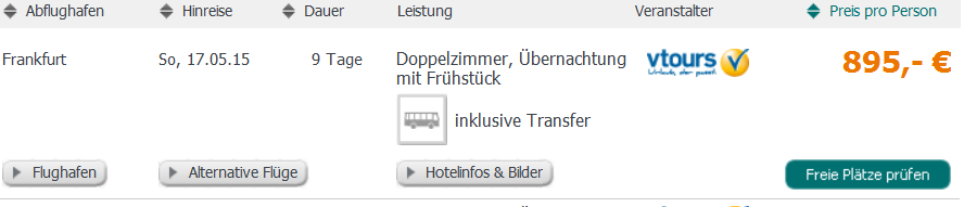 Screenshot Angebot Tropo Urlaub auf Bali im 3 Sterne Hotel Sari Segara inklusive Frühstück, Transfer und Flügen 13.4.15