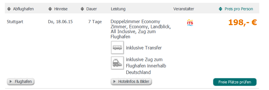Screenshot Tropo.de Angebot Bulgarien Urlaub Eine Woche All-Inclusive im 3  Sterne Hotel Royal am Goldstrand inklusive Flügen, Transfer und Rail&Fly in Deutschland 16.4.15