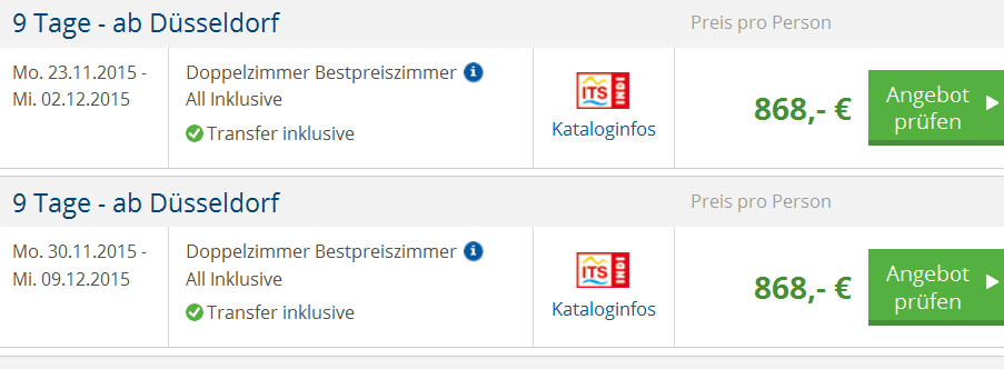 Screenshot Angebot HoldiayCheck Frühbucher Deal in die Dom. Rep. 9 Tage All-Inclusive Urlaub 14.5.2015