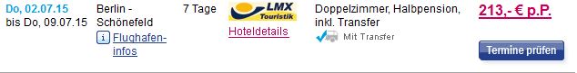 Screenshot 5vorFlug.de Angebot Sommerurlaub in Alanya, eine Woche im 3 Steren Hotel mit Flügen, Transfer und Halbpension um nur 213€ 1.6.15
