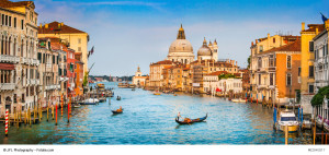 Canal Grande Panoramablick bei Sonnenuntergang, Venedig, Italien