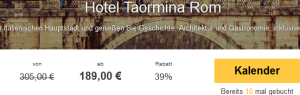 Screenshot Travelbird.de Angebot Städtereise, Rom Urlaub im ausgezeichneten Hotel Taormina inklusive Frühstück und Flügen im Doppelzimmer 14.4.15
