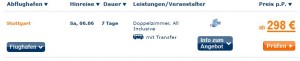 Screenshot Angebot TravelScout24.de Eine Woche All-Inclusive Urlaub in Sharm el Sheikh. 4 Sterne Hotel, Flughafentransfer, Hin- und Rückflug ab Stuttgart 298€ 18.5.15