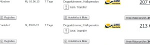 Screenshot Angebot Weg.de Eine Woche Urlaub in Lloret de Mar, inklusive Halbpension und Flügen