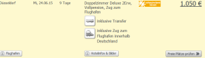 Screenshot Angebot Weg.de Urlaub auf Koh Chang, inklusive Vollpension, den Übernachtungen in einem 5 Sterne Hotel, Transfer, Zug zum Flug und den Flügen ab Düsseldorf oder München 5.5.15