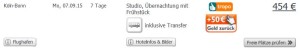 Screenshot Weg.de Angebot Eine Woche Strandurlaub in Dubai, inklusive Flüge, Transfer und 4 Sterne Hotel um nur 454€ pro Person. 31.5.15