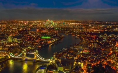 Panoramabild der Stadt mit den Sehenswürdigkeiten Londons